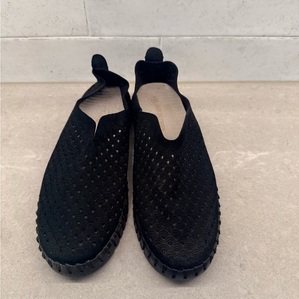 Ilse Jacobsen Black Perforated Slip-On Shoes. Size 7.